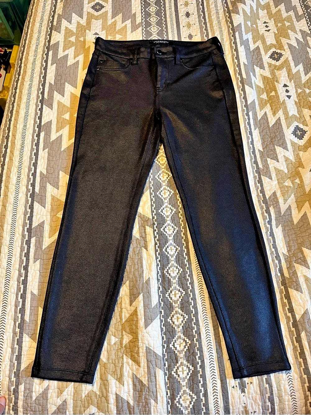 Liverpool Los Angeles Black Coated Faux Leather Skinny Jeans Petite 8/29 Like Ne